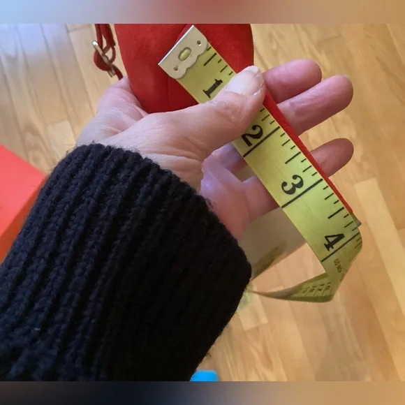 Red Leather Shoes, Pointy toe, bow, adjustable strap, size 6, fits like 6.5-7 - Picture 13 of 14